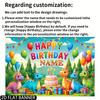 Personalized Dinosaur Birthday Backdrop Customizable Name Jungle Dino Party Banner for Kids