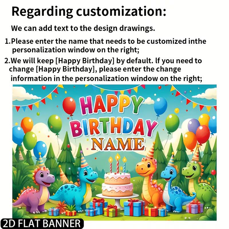 Personalized Dinosaur Birthday Backdrop Customizable Name Jungle Dino Party Banner for Kids