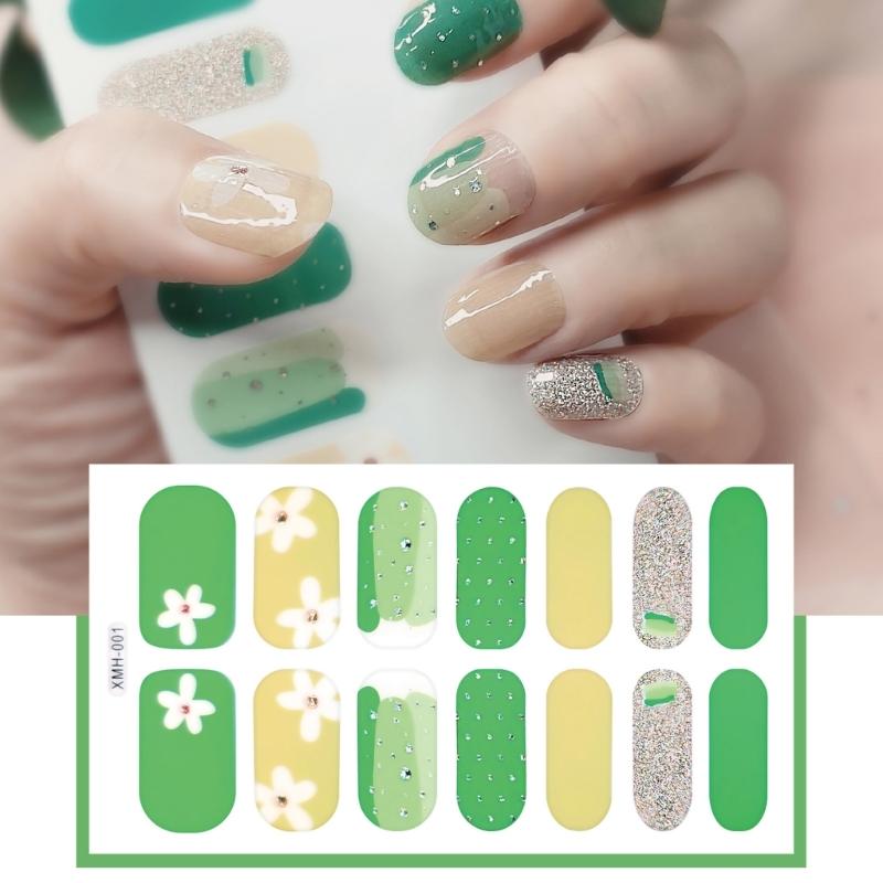 Flower Gradient Nail Sticker Full Wraps Nail Art Stickers Self-Adhesive Nail Art Decal Strips for DIY Nail Art Decor