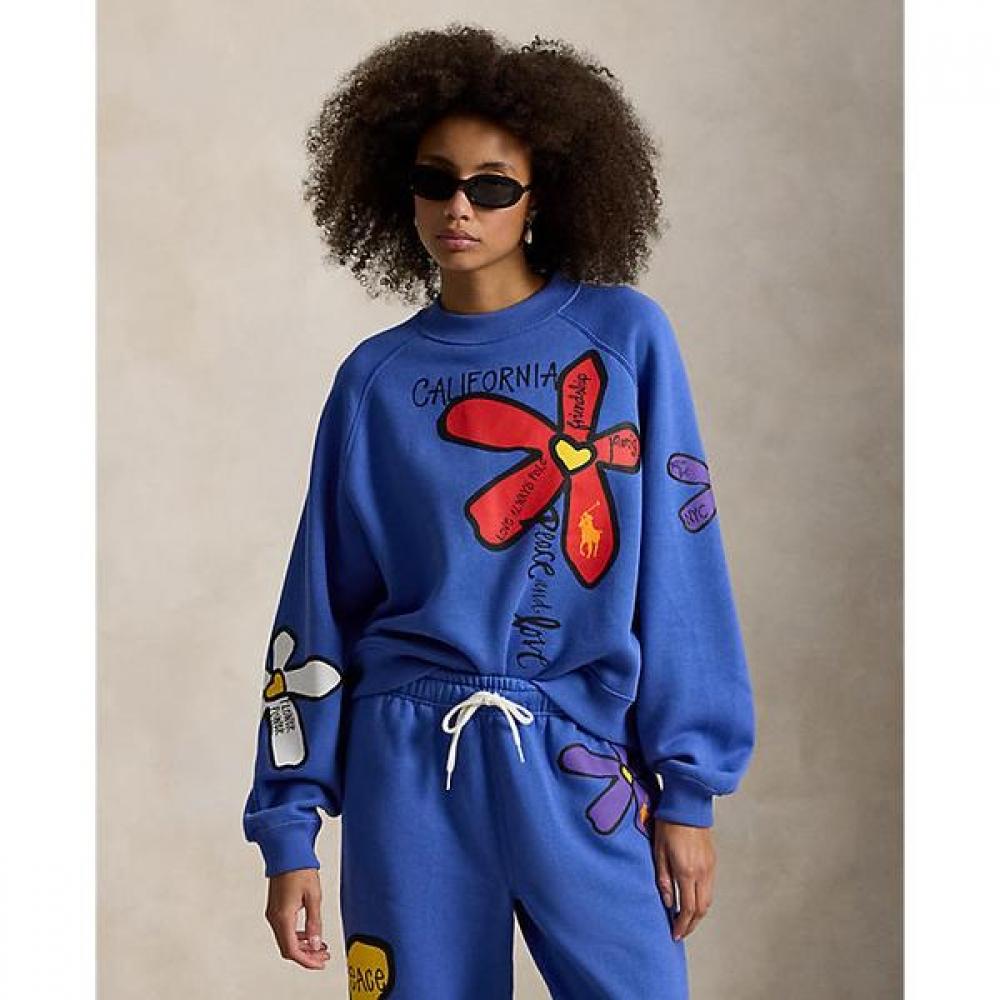 Polo Ralph Lauren Women S Floral Graphic Fleece Crewneck  Wmpokninfb20965400 XS