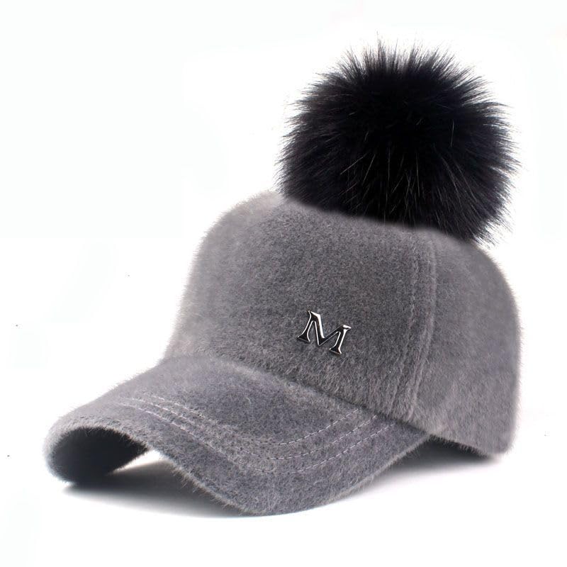 

[АВАНС] Шапка с помпоном Милая Пушистая Популярная Осень Зима Женская Черная Серая (Серый)