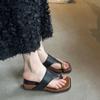 Nischen-Leopardenmuster-Slipper mit mittlerem Absatz, neue Zehen-Cool-Slipper-Set-Zehen-Metallknopf-Flip-Flops