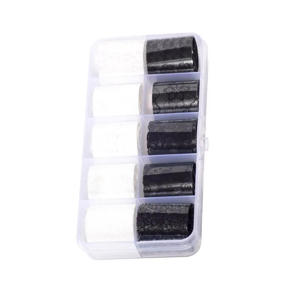 

2.5 * 60 cm Transfer Leaf Nail Stickers Black White Transfer Decals Hot Nail Art DIY Manicure