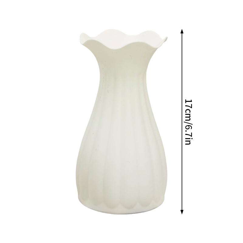 Imitation Ceramic Flower Vase Nordic Solid Color Plastic Dried Plants Vase Flower Arrangement Container Home Living Room Decor