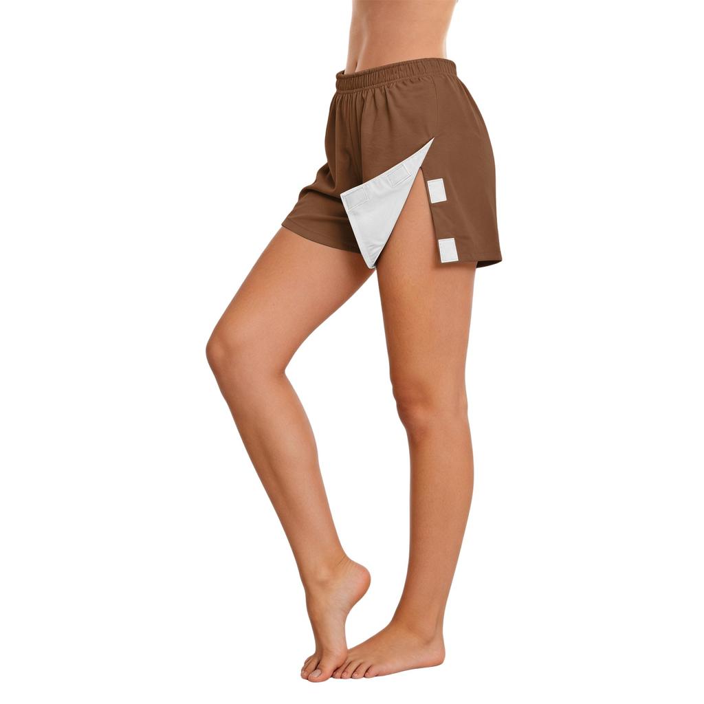 Women Post Surgery Recovery Shorts Side Velcro Closure Easy Open Close No Pocket Medical Care Elastic Waistband Comfortable Fit