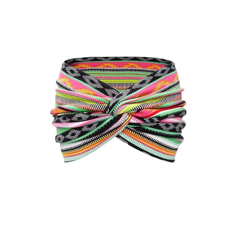 Bohemian Wide Edge Sports Headband Ladies Stretch Cross Print Yoga Stretch Hair Accessories Headband