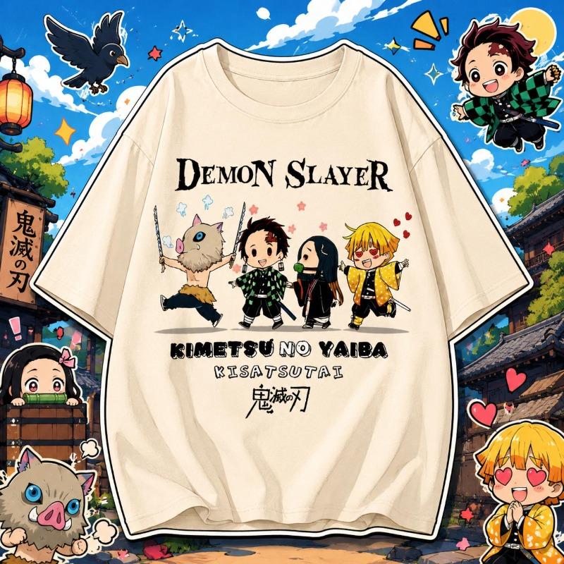 Demon Slayer Kimetsu No Yaiba Oversized Tshirt Summer Unisex Loose And Breathable Cotton Tshirt Top