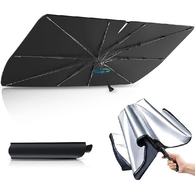 Holographic Reflective Car Windshield Sun Shade Compatible With GMC Sierra 1500 2500 HD 3500 HD 2014-2018, Foldable Reflective Window Sunshade For UV