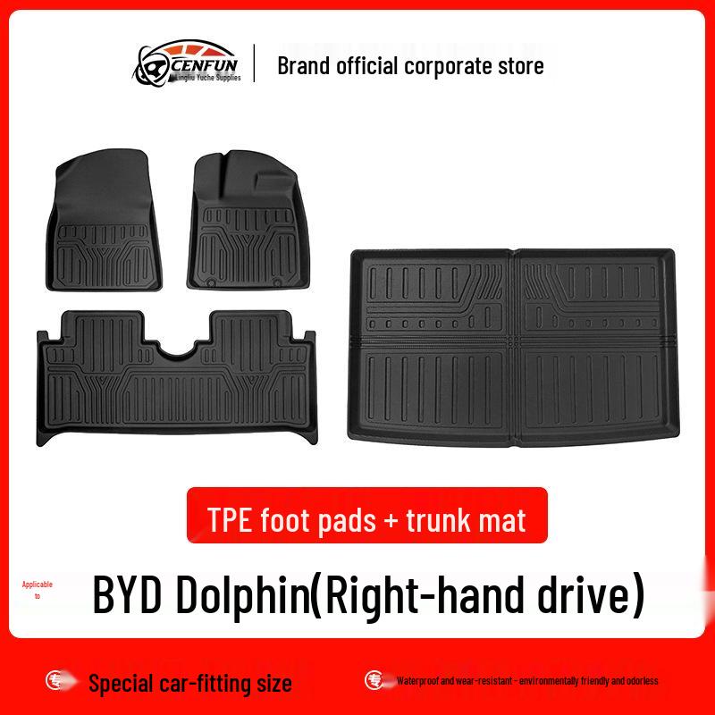 Eco-Friendly Odorless TPE Floor Mats for BYD Dolphin RHD, All-Weather Trunk Mat