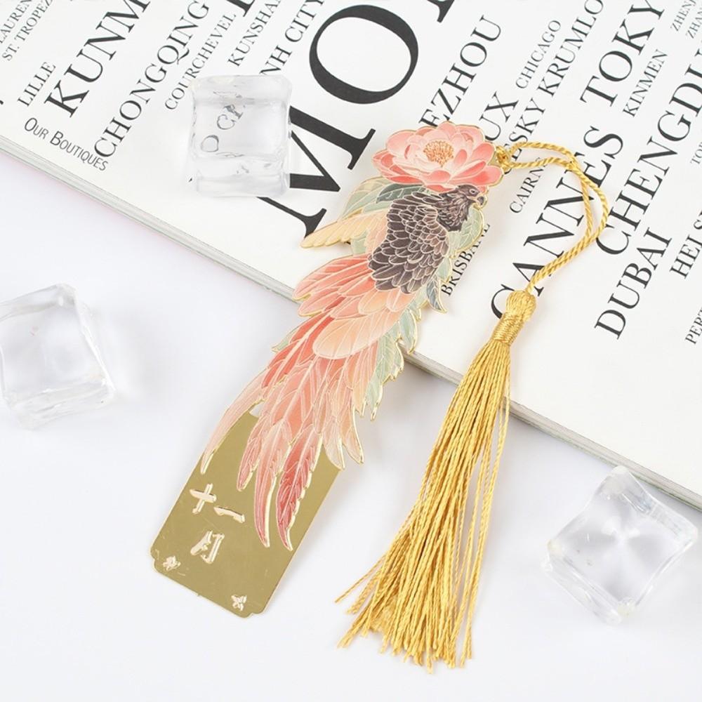 Hollow Metal Plants Bookmark Exquisite Rectangular Reading Stationery Oil Painting Style Flower & Birds Reading Book Tools