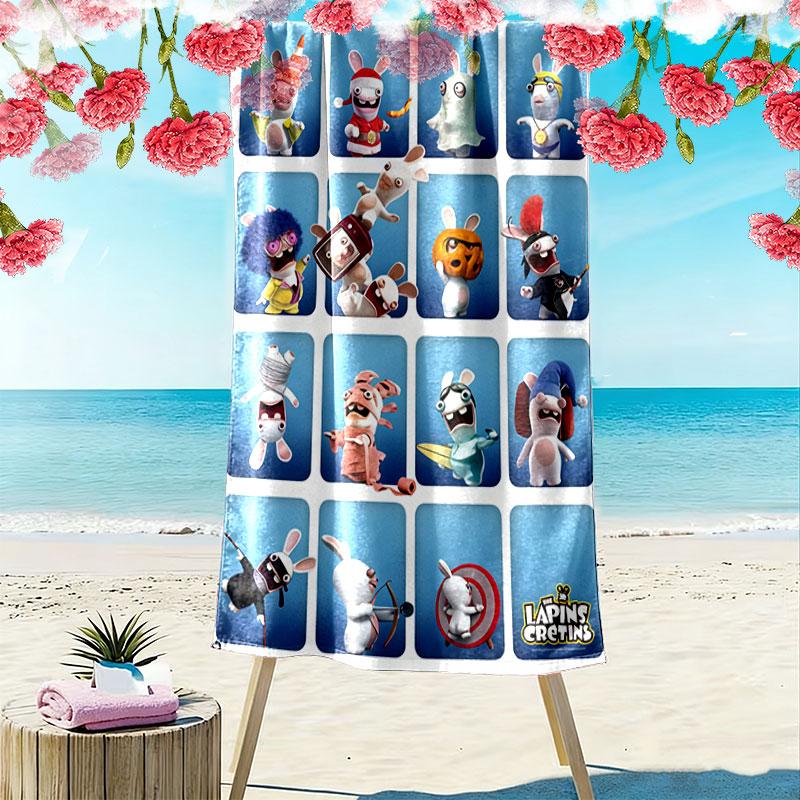 Rabbids Invasion Bliss Print Beach Towel, Large Soft Quick Dry Towel for Beach Camping Swimming