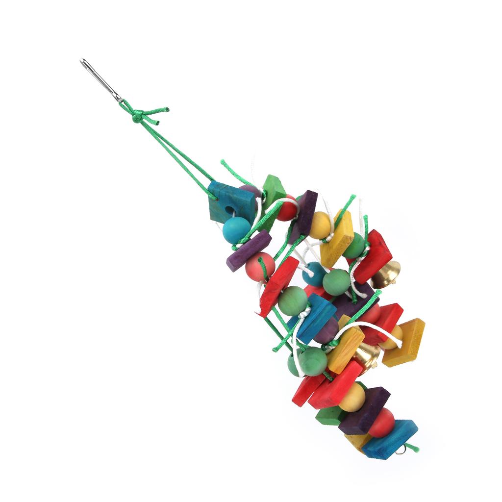 Parakeet Chewing Toy Multicolored Natural Wooden Blocks Toy for Macaws Pet BirdsString