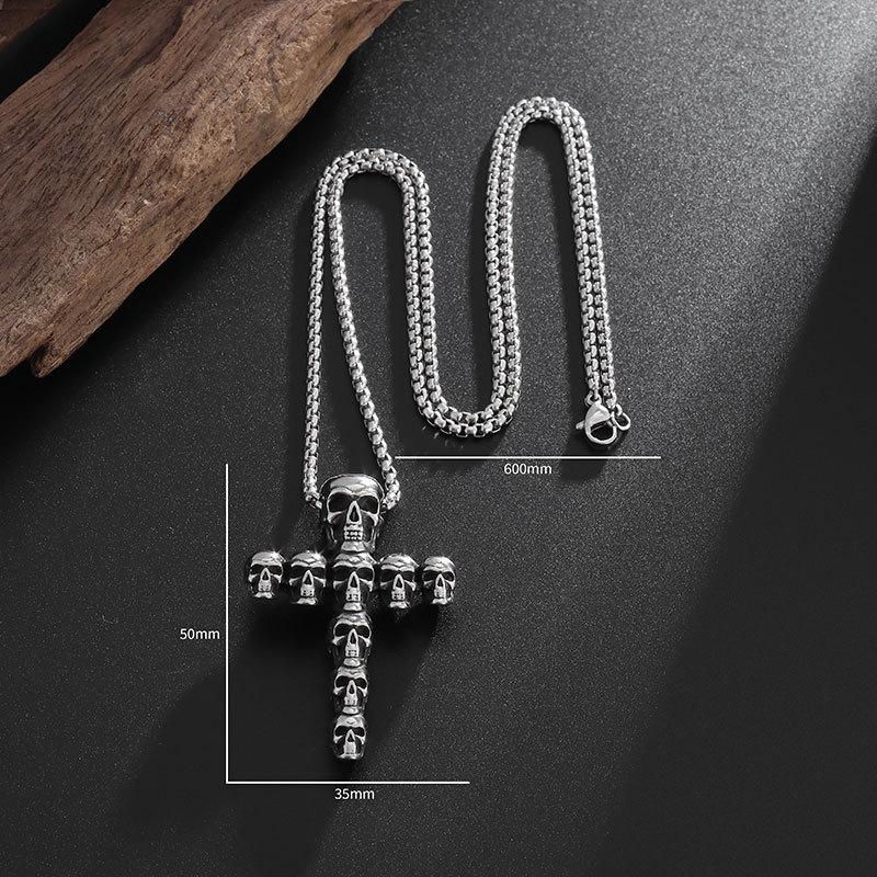 Retro Skull Cross Pendant Fashion Creativ Halloween Gift Necklace