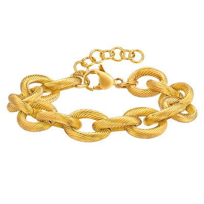 Fashion Personality Stainless Steel Embossed Round Cross Chain Thick Gold Bracelet Women'S Accessories Jewelry 2368