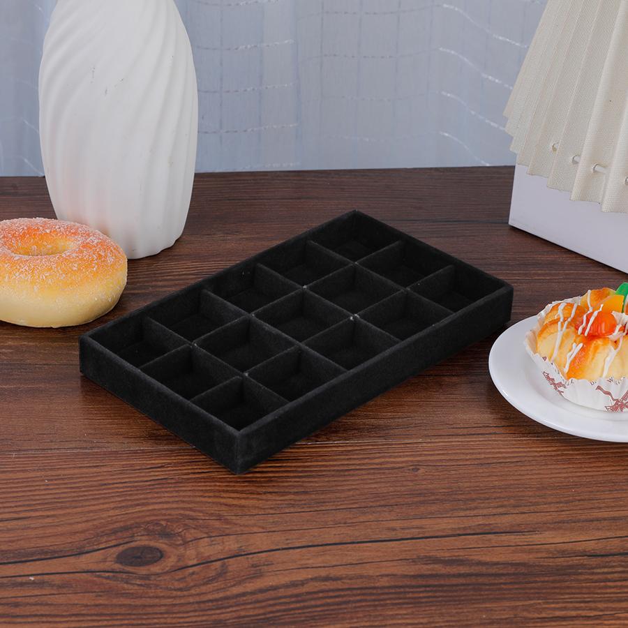 1Pc, Flocking Jewelry Box Jewelry Tray, Color: Black, Bag