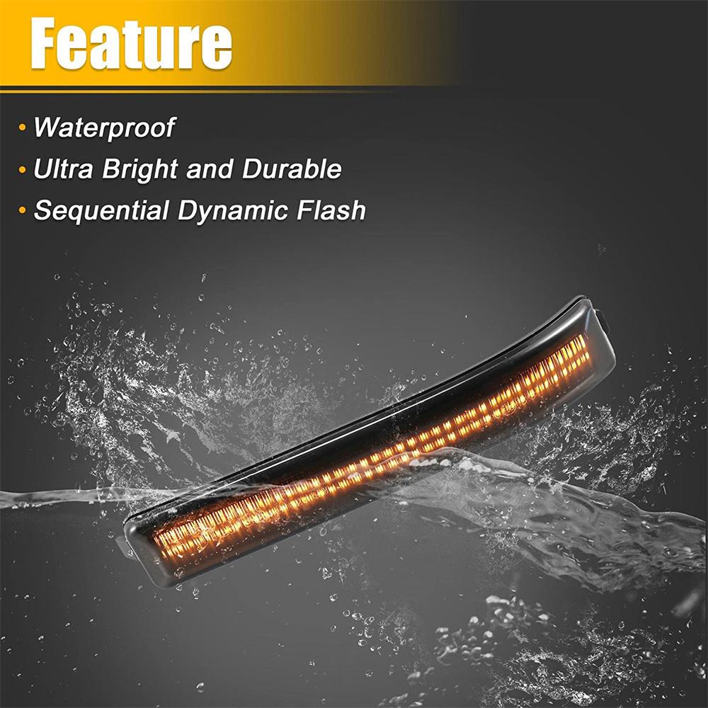 1 Pair Amber Sequential LED Side Mirror Turn Signal Light For Ford F-150 2009-14
