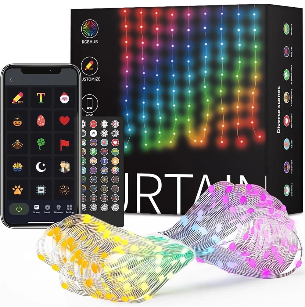 400LED 256led Wifi APP Controlled Christmas Curtain Lights Window DIY Wedding Garland String Lights Indoor Outdoor Decor 2025