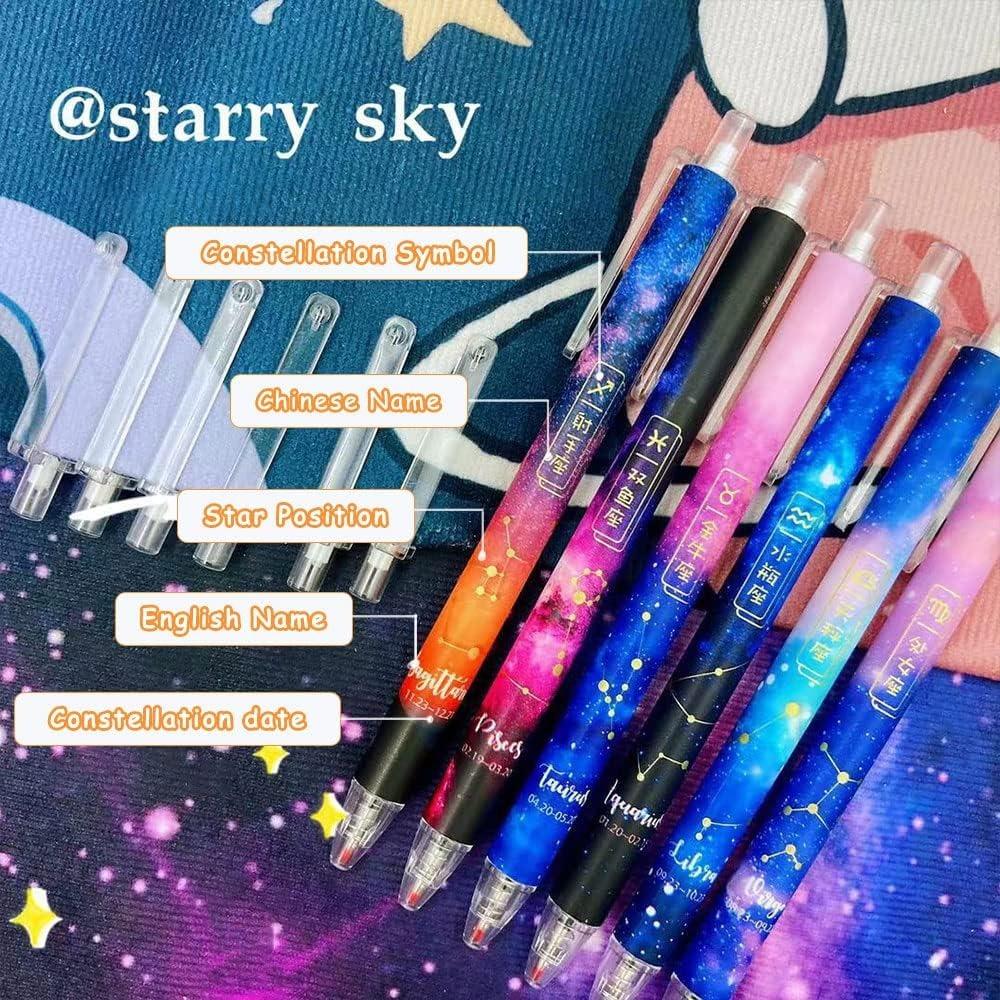 12 Pcs Gel Pen 0.5mm Black Ball Point Pens Constellations Office Supplies