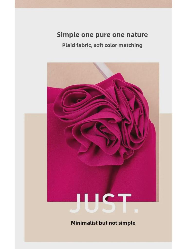 2023 Autumn/Winter Plus Size Women's Rose Red Dress with New Elegant Style