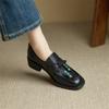 Fashion New Spring/autumn Genuine Leather Women Shoes Round Toe Loafers Shoes for Women Fashion Bow Women Pumps Shoes Chunky High Heel