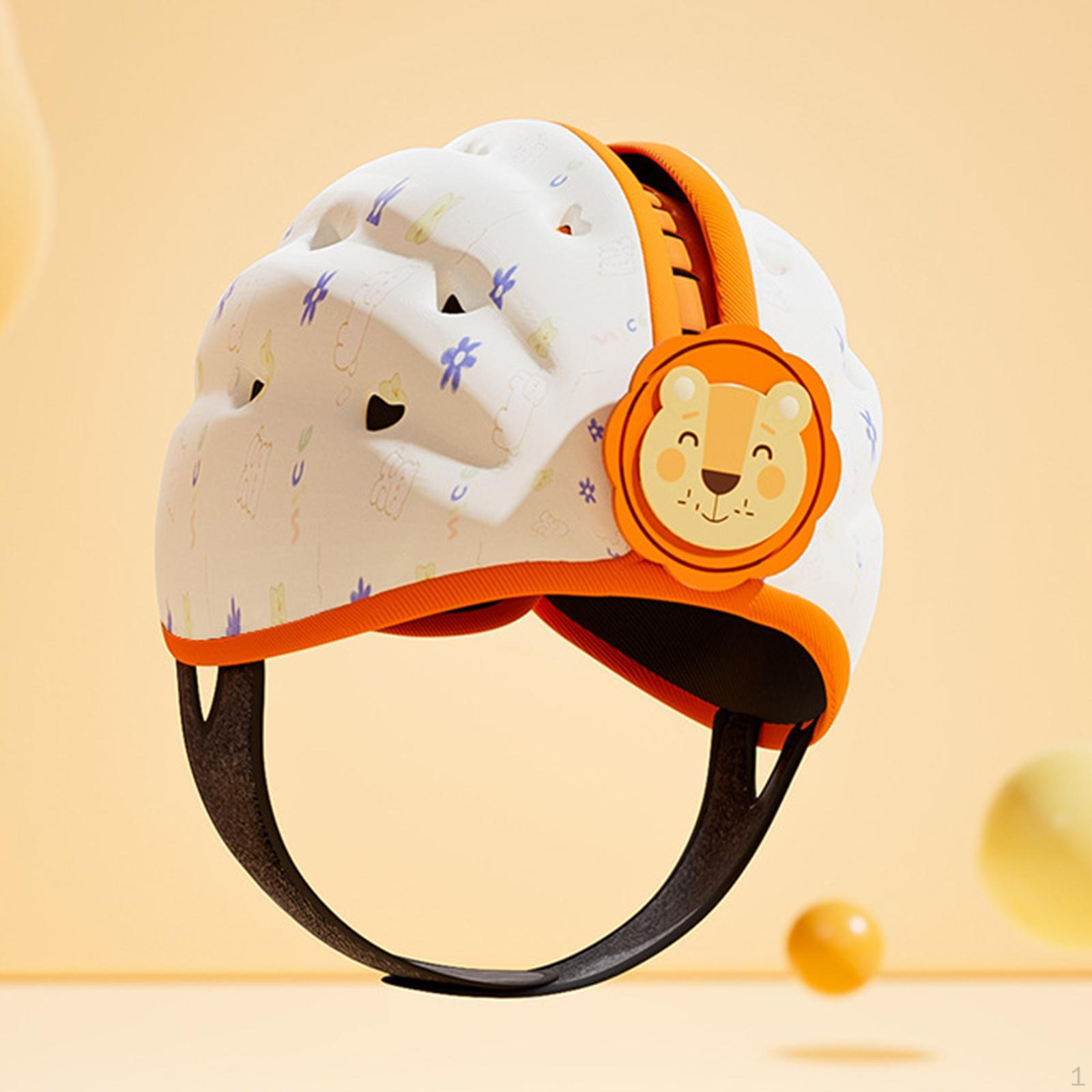

Детская шапка-шлем всесезонная мягкая переносная защитная шапка для детей мальчиков девочек оранжевого цвета Orange Small Lion