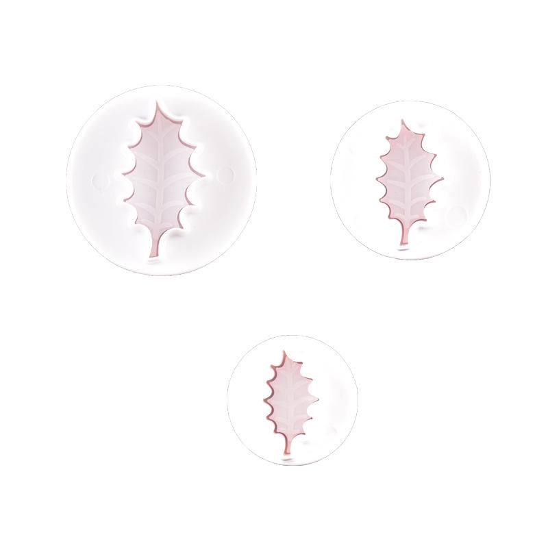 3-Piece Christmas Leaf Mold Set for Cake Decoration and Baking Simulation
