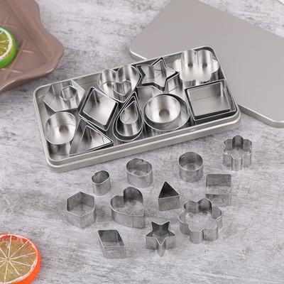 30Pcs/Box Stainless Steel Sugar Biscuit Press Stamp Embosser Cookie Cutter Diy Fondant Cake Mold Pastry Decor Baking Accesories