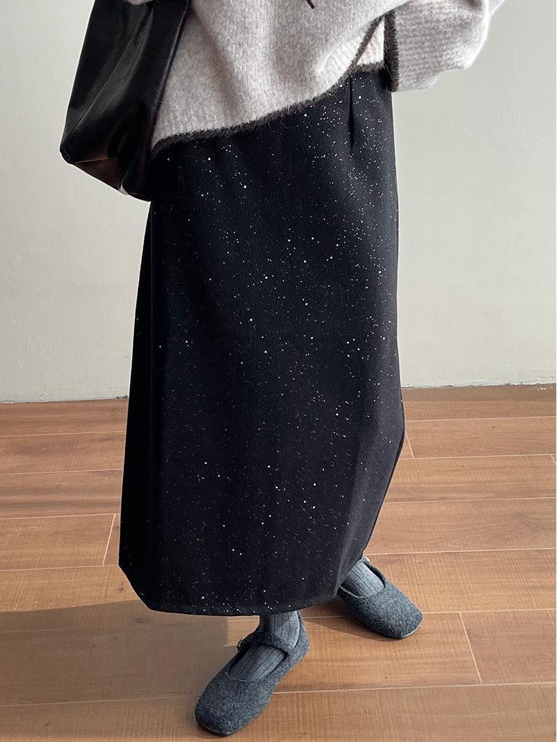 Элегантная юбка-трапеция Taochuan [Starry Sky] из шерстяного твида YL667 Large