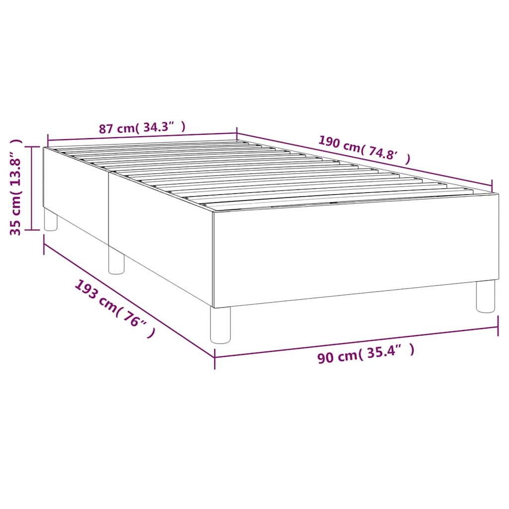 Box Spring Bed Frame Dark Blue 90 x 190 cm Velvet