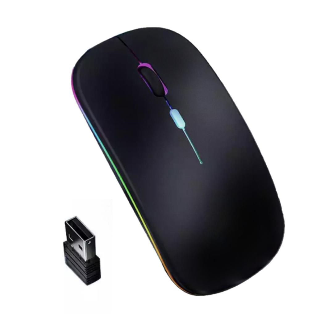 LED Wireless Mouse 2025 Slim Rechargeable Silent Mouse 2.4G Portable USB Optical Computer Mice with USB Receiver For Office Home
