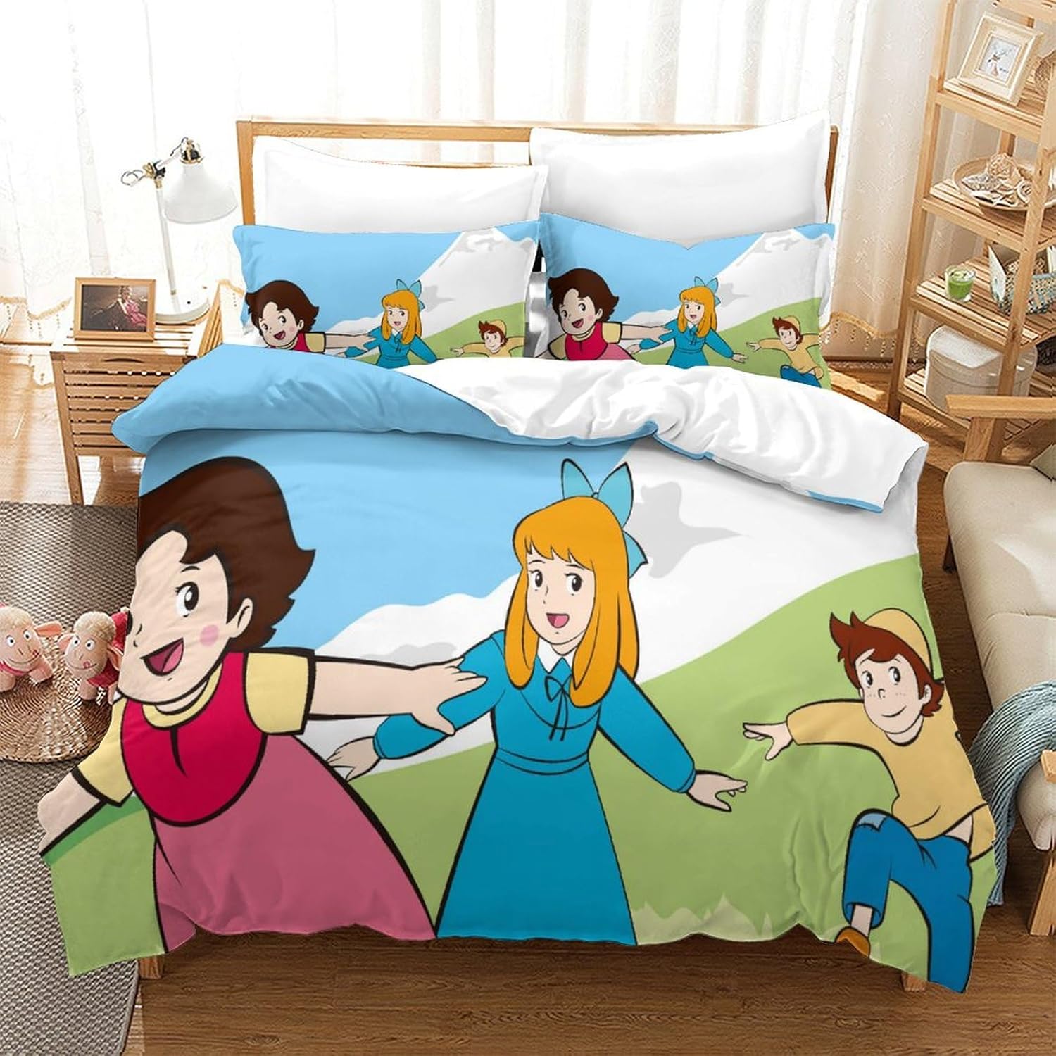 Комплект пододеяльника «Девочка Хайди и семья», Постельный комплект «Хайди — девочка из Альп», наволочка, Украшение спальни для детей и взрослых 90x200m