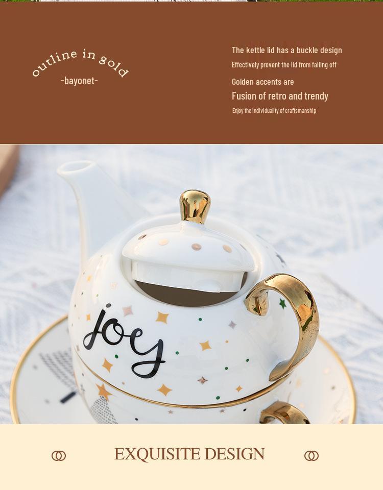 Christmas Gold-Plated Ceramic Tea Set: Special Edition Cup & Saucer Gift