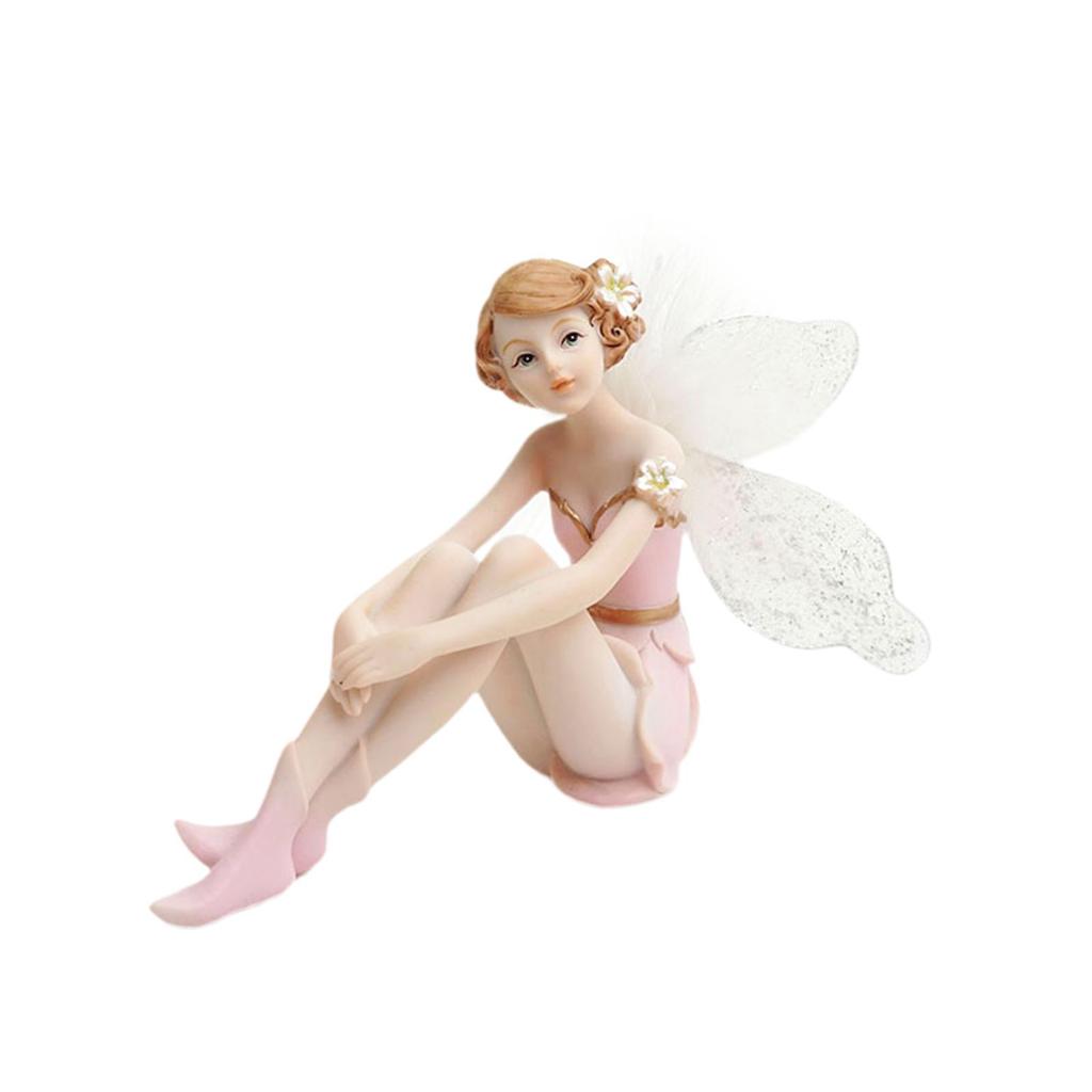 Flower Fairy Figure Figurine Lovely Desktop Ornament Fairy Statue Sculpture Creative for Bookshelf Cabinets House Bedroom Gift