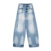 Spring Summer Trendy 3D Cat Whisker Soft Lyocell Micro Saber Cut Denim Pants For Ladies Casual Pants Oversize Denim Trousers