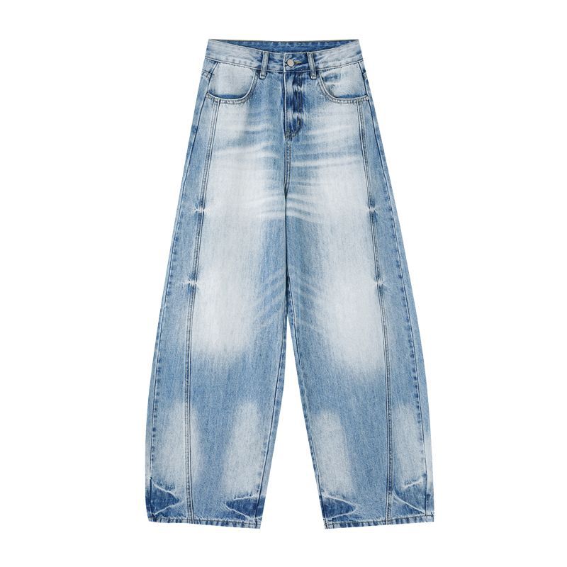 Spring Summer Trendy 3D Cat Whisker Soft Lyocell Micro Saber Cut Denim Pants For Ladies Casual Pants Oversize Denim Trousers