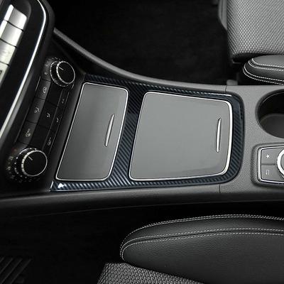 Carbon Color Car Console Storage Box Panel Frame Sticker For Mercedes Benz A Class W176 CLA C117 GLA X156 Interior Accessories