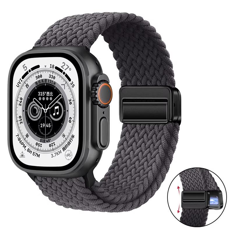Nylon Braided Band For Apple Watch Series Ultra 3 2 1 49mm 11 10 46mm 42mm 9 8 7 45mm 41mm Magnetic Strap iWatch 6 5 SE 44/40mm Belt