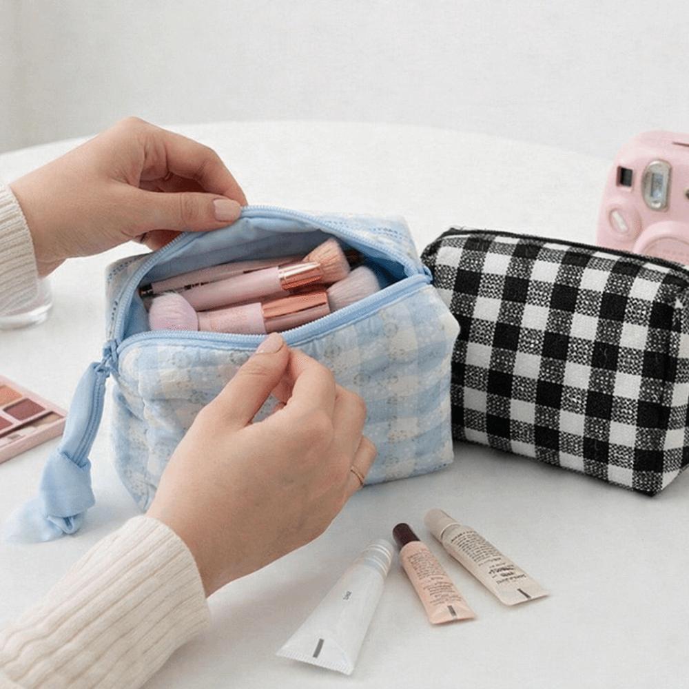 Korean Style Makeup Bag Checkerboard Pattern Pencil Pouch Checkered  Cosmetic Bag  Travel Essential