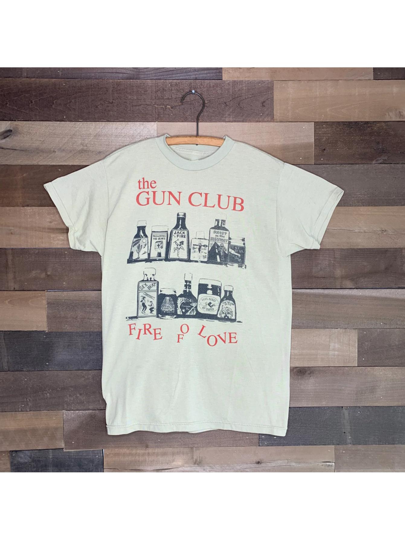 

The Gun Club Fire Of Love Album Vintage 1980s Graphic T-Shirt- Light Green Unisex Cotton Tee with Red Band Print L