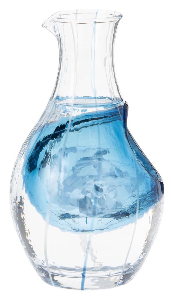 Toyo Sasaki Glass Carafe Variations with Ice Pocket Japanese Glass Cold Sake Carafe Blue 300ml Made In Japan Sake Carafe Tokkuri Katakuchi 61507