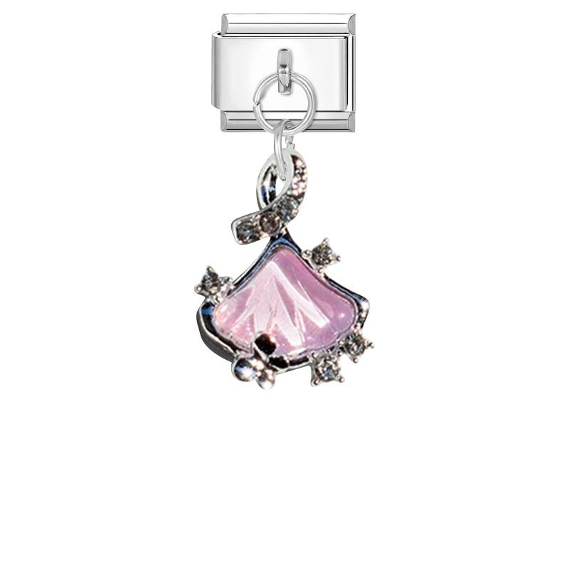 New Shiny Bow Knot Butterfly Moon Star Zircon Pendant Italian Charm Link Fit 9MM Bracelet Stainless Steel Women Men DIY Making