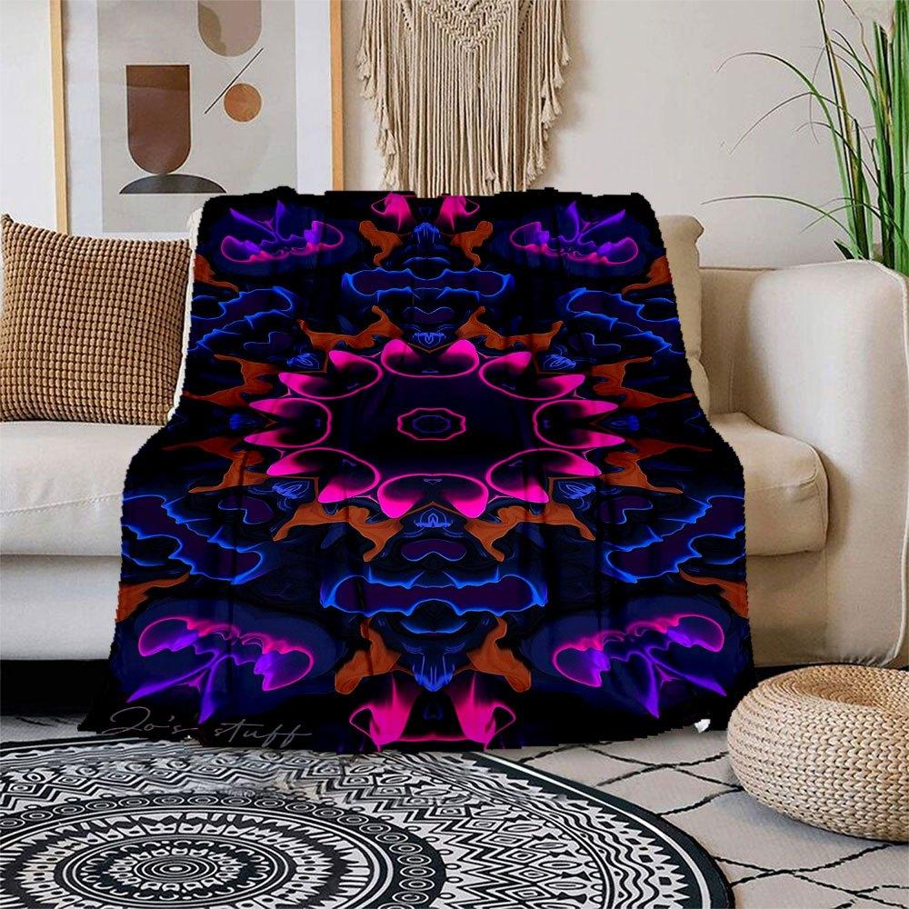 

Vibrant Kaleidoscope Abstract Art Print Blanket Flannel Throw Blanket for Sofa, Bed, Travel, Camping, Office, Couch, Chair, And Bed Gift fo 150x180cm