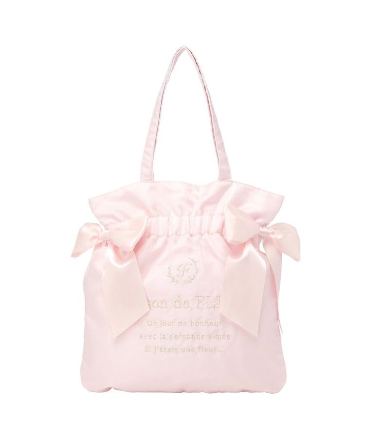 Maison de FLEUR Organza Double Ribbon Gathered Tote Light Size 08001142700 Bag, Pink, F,