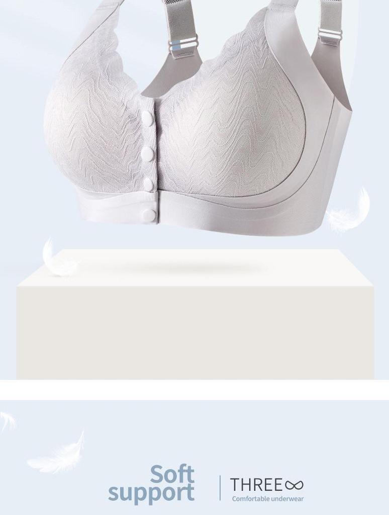 Plus-Size Women's Front-Buckle Nursing Bra: Seamless, Comfortable, for Middle-Aged & Elderly.