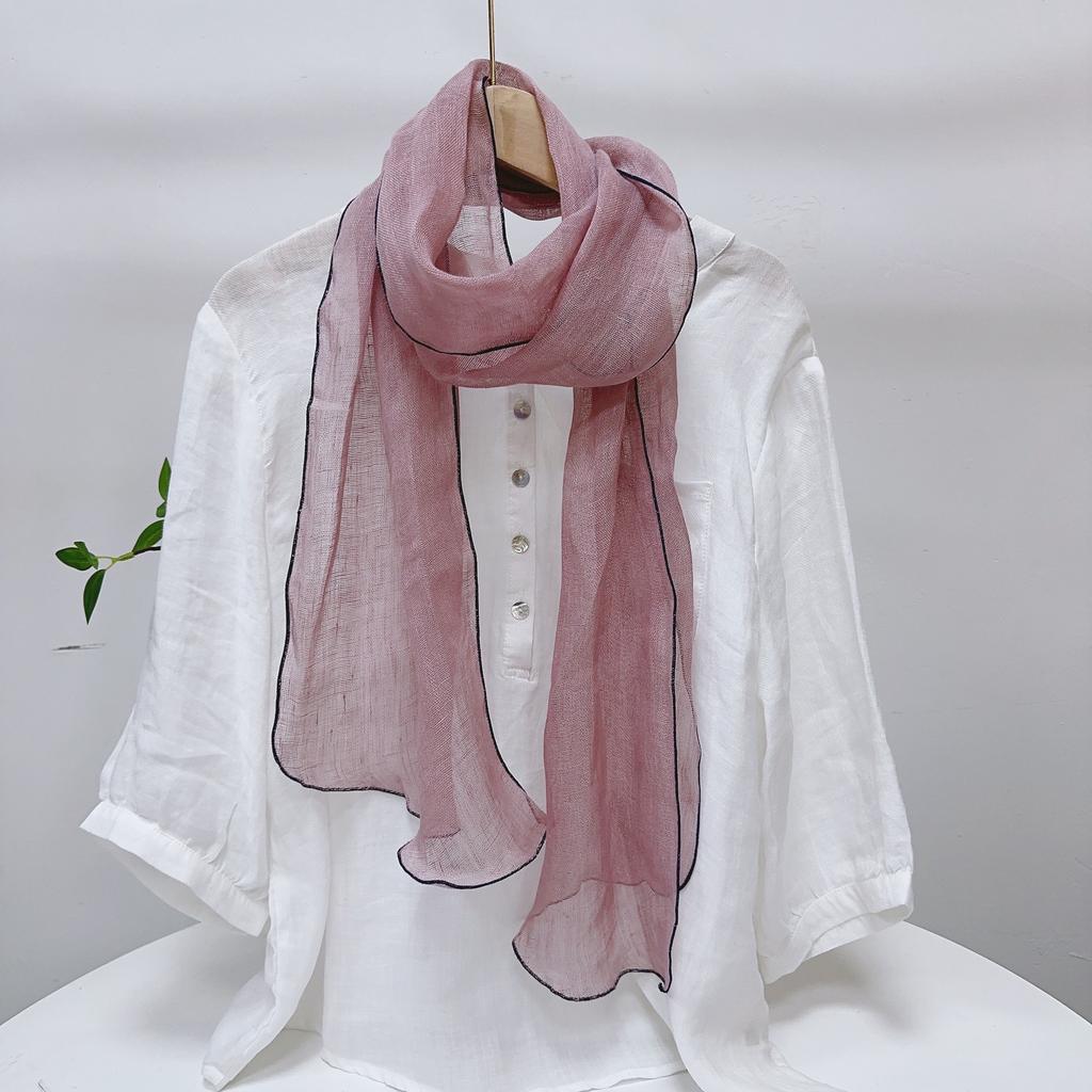 Solid Color Extended Rhombus Scarf Japanese Literary Sunscreen Silk Scarf Irregular Linen Neck Shawl Women