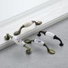 White Ceramic Pastoral Wardrobe and Cabinet Door Handle - Black Single Hole