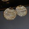 Shiny Full Rhinestones Large Hoop Earrings for Women Exaggerated Crystal Big Circle Ear Buckles Lavish Party Jewelry Gifts K