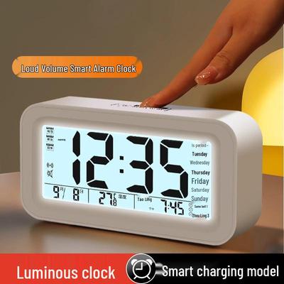 Multifunkčný inteligentný študentský budík: Extra hlasitý, Tichý, Nabíjateľný, s displejom teploty a nočným svetlom