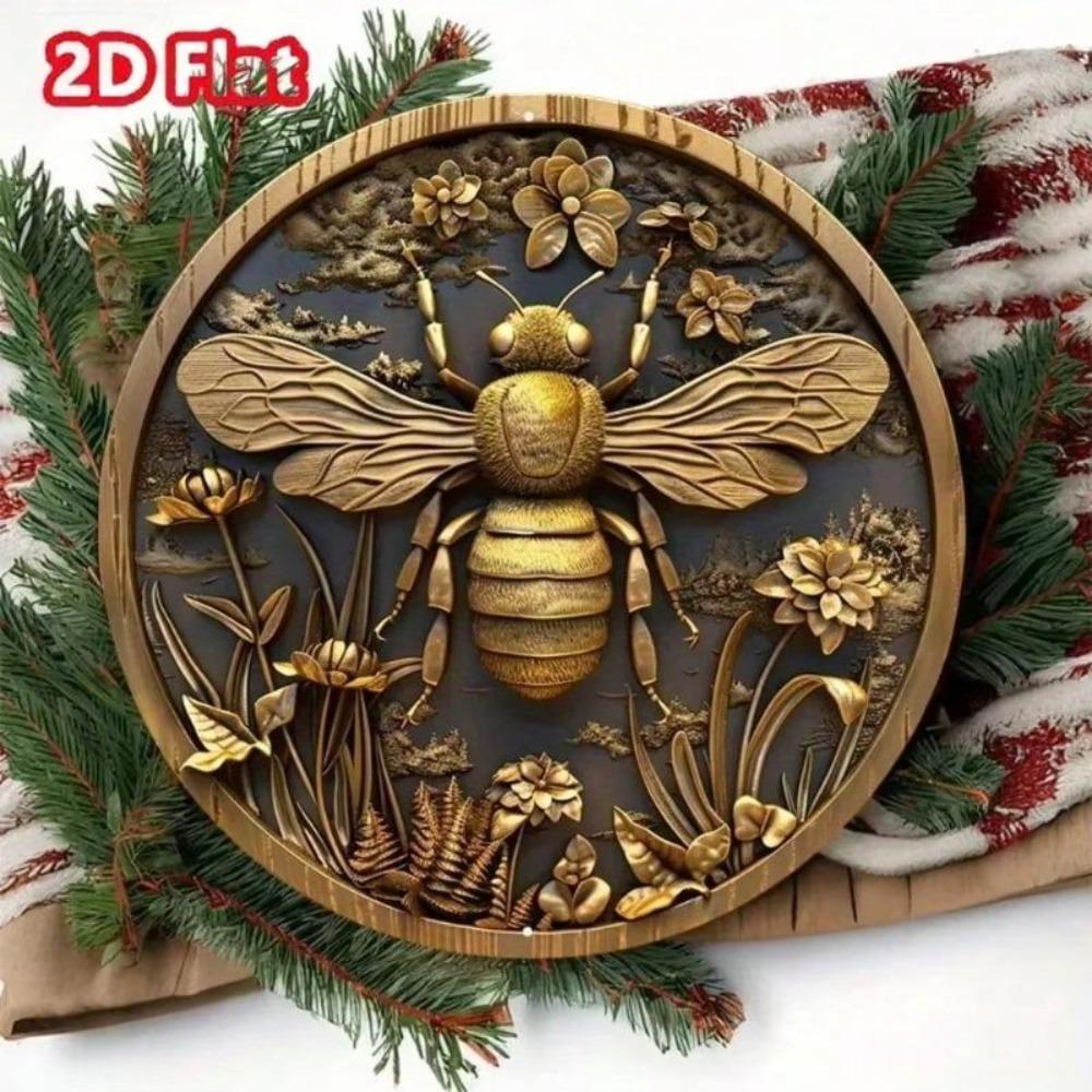 Vintage Bee Tin Sign Metal Wall Art Decor for Home Office Farmhouse