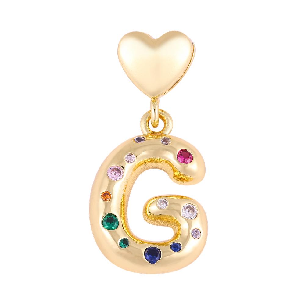 18K Gold-Plated Zircon Necklace with Cross and Colorful Letter Pendants
